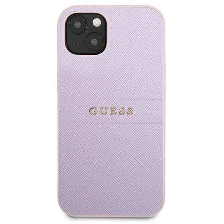 Original Handyhülle IPHONE 13 MINI Guess Saffiano Hot Stamp & Metal Logo (GUHCP13SPSASBPU) violett