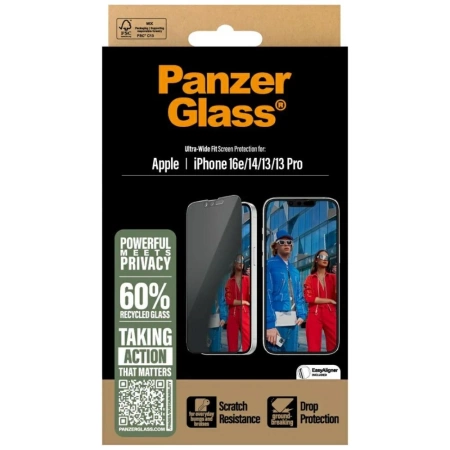 PanzerGlass Ultra-Wide Fit Privacy Glass für iPhone 16e / 14 / 13 / 13 Pro