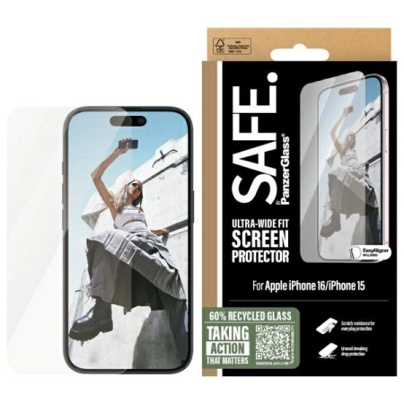 Szkło hartowane SAFE by PanzerGlass Ultra-Wide Fit na iPhone 16