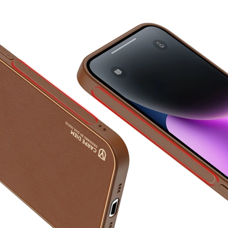 Dux Ducis Yolo etui iPhone 14 elegancki pokrowiec ze skóry ekologicznej brązowy