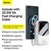 Powerbank Baseus Qpow PRO z kablem USB-C, USB-C, USB, 20000mAh, 22.5W (biały)