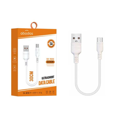 ABADOS KABEL USB  MICRO USB BIAŁY 30CM 5A BOX