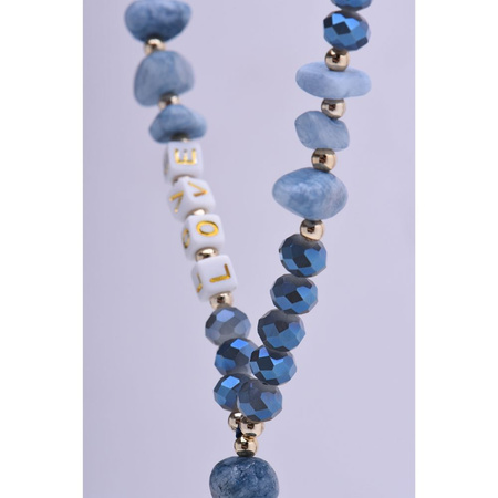 Zawieszka LOVE do telefonu / długość sznura 44cm (22cm w pętli) / na rękę - niebieski