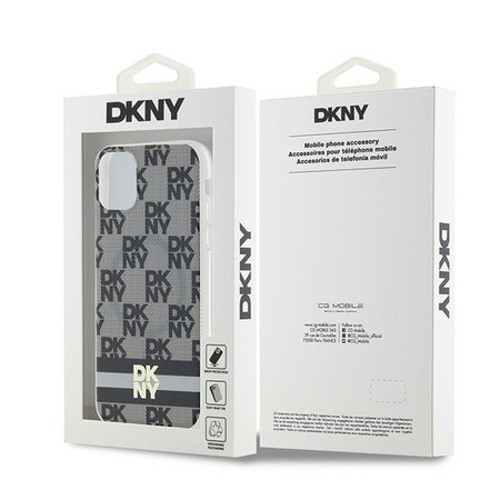 DKNY DKHMN61HCPTSK iPhone 11 / Xr 6.1" czarny/black hardcase IML Checkered Mono Pattern & Printed Stripes MagSafe