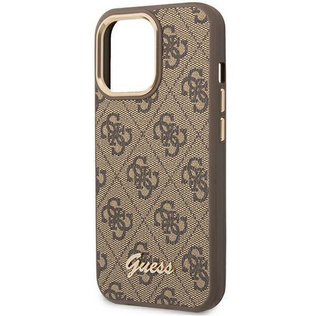 Oryginalne Etui IPHONE 14 PRO MAX Guess Hard Case 4G Vintage Gold Logo (GUHCP14XHG4SHW) brązowe