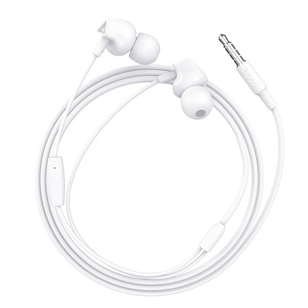 HOCO zestaw słuchawkowy / słuchawki dokanałowe jack 3,5mm z mikrofonem M60 białe