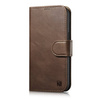iCarer Oil Wax Wallet Case 2in1 etui iPhone 14 Pro Max skórzany pokrowiec z klapką Anti-RFID brązowy (WMI14220724-BN)