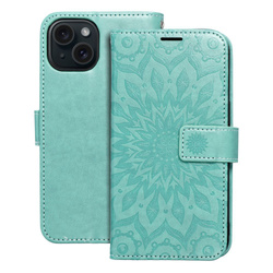 Kabura MEZZO Book do IPHONE 15 mandala zielony