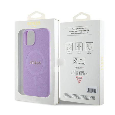 Guess GUHMP15SPSAHMCU iPhone 15 6,1&quot; lila/lila Hardcase Saffiano MagSafe