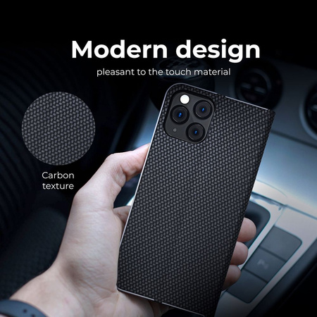 Kabura LUNA Book Carbon do IPHONE 15 Pro czarny
