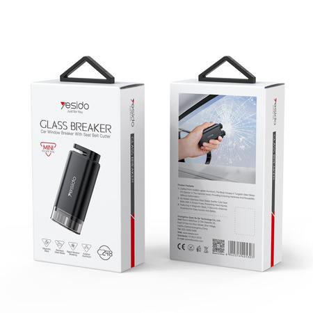 Yesido Młotek Bezpieczeństwa C248 (2w1) i Nóż do Pasów, BLACK / CZARNY