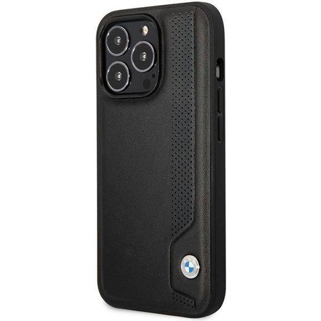 Original Case IPHONE 14 PRO BMW Hardcase Leather Blue Dots (BMHCP14L22RBDK) black