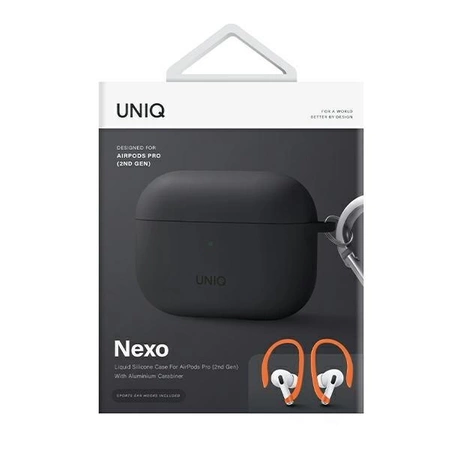 Uniq Hülle Nexo AirPods Pro 2 Gen + Ohrbügel Silikongrau/Anthrazitgrau