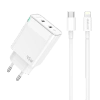 JELLICO Netz-Ladegerät C106 GaN PD 45W 2xUSB-C + Kabel USB-C - Lightning weiss