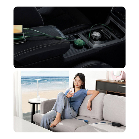 Baseus Bright Mirror 2 retractable cable 3in1 USB Type C - micro USB + Lightning + USB Type C 3.5A 1.1m black (CAMJ010201)