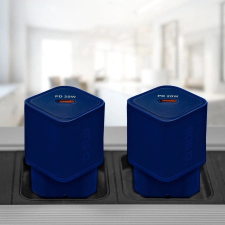 SBS TETRGAN1C20B 20W GaN Wall Charger with Power Delivery - Blue
