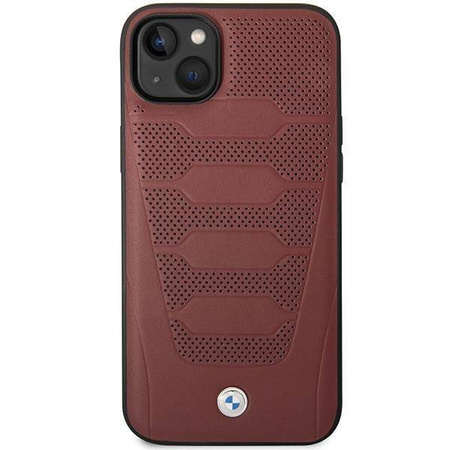 Original Case IPHONE 14 BMW Leather Seats Pattern MagSafe (BMHCP14S22RPSR) burgundy