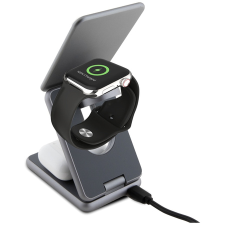 Ładowarka indukcyjna TUMI składana 3w1   15W + pokrowiec szary