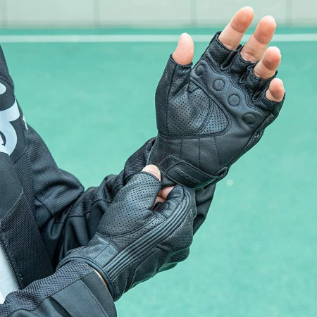 Rockbros 16220006004 XL leather motorcycle gloves - black