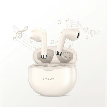 USAMS Słuchawki Bluetooth 5.3 TWS Rhymbo Series bezprzewodowe beżowy/beige BHUYO02 (US-YO17)