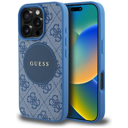 Original Handyhülle IPHONE 16 PRO MAX Guess 4G Circle Classic Logo MagSafe blau