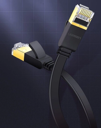 Ugreen Flat Cable Internet Network Cable Ethernet Patchcord RJ45 Cat 7 STP LAN 10 Gbps 10m Black (NW106 11265)