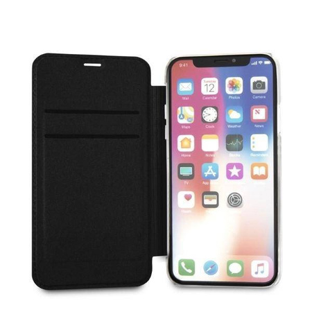 Oryginalne Etui IPHONE X / XS Karl Lagerfeld Bookcase Signature Glitter czarne