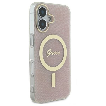 Oryginalne Etui IPHONE 16 PLUS Guess Hardcase IML 4G MagSafe (GUHMP16MH4STP) różowe