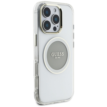 Guess IML Metal Colored Circle Classic Logo MagSafe - Etui do iPhone 16 Pro (szary)