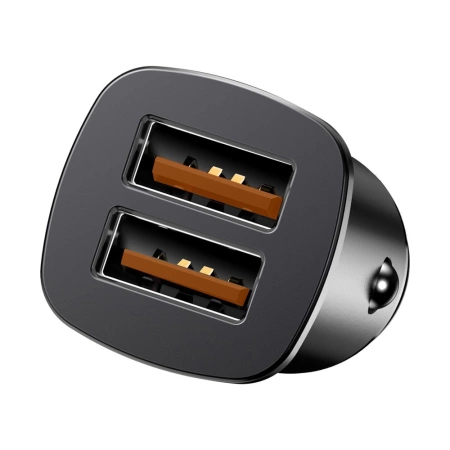Szybka ładowarka samochodowa 2xUSB Baseus  Square metal A+A 30W  Dual QC 3.0  Quick inteligentna Car Charger czarna CCALL-DS01