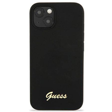 Guess GUHMP13MLSLMGBK iPhone 13 6.1 "schwarz / schwarz Hardcase Silikonschrift Gold Logo