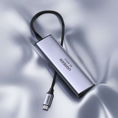 Multifunktionaler HUB 5in1 USB-C - HDMI 1.4 / 3 x USB-A / USB-C PD 100W Ugreen CM511 - grau