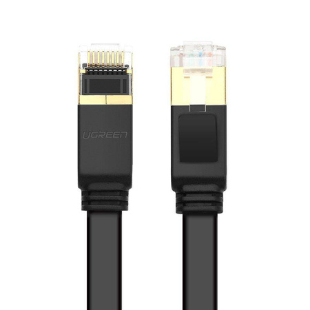 Ugreen płaski kabel przewód internetowy sieciowy Ethernet patchcord RJ45 Cat 7 STP LAN 10 Gbps 3 m czarny (NW106 11262)