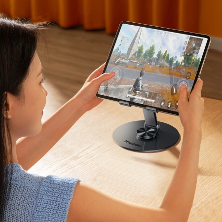 Stojak na tablet Wozinsky WRS-DSY84SS obrotowy 360° aluminiowy - szary