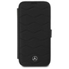 Original Handyhülle IPHONE 16 PRO MAX Mercedes Hardcase MB Waves Leather (MEBKP16X23RWRSK) schwarz
