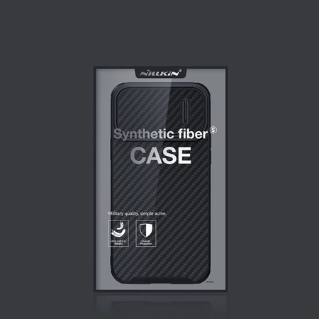 Nillkin Synthetic Fiber S Case iPhone 14 Pro Hülle mit Kameraabdeckung, schwarz