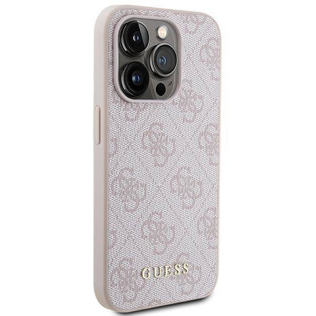 Guess 4G Metal Gold Logo Hülle für iPhone 15 Pro – Rosa