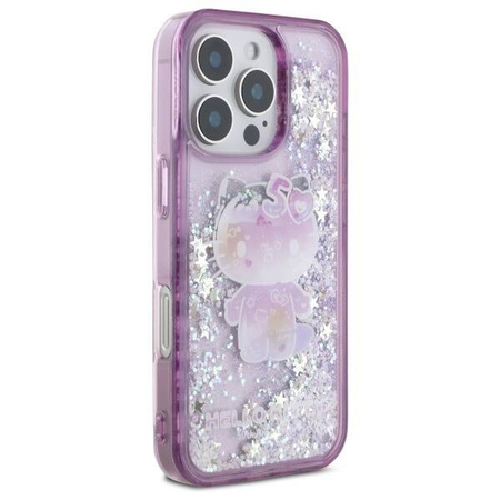 Oryginalne Etui IPHONE 16 PRO MAX Hello Kitty Hardcase Liquid Glitter 50TH Anniversary Party (HKHCP16XL50PPU) fioletowe