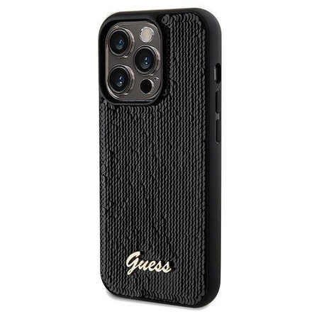 Guess nakładka do iPhone 14 Pro 6,1&quot; GUHCP14LPSFDGSK HC SEQUIN SCRIPT METAL czarna