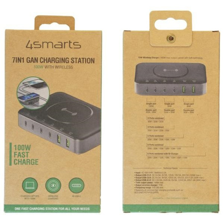 4smarts Stacja ładująca 7w1 100W          z ładowaniem bezprzewodowym czarno-szary/black-grey 540571