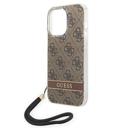 Original Case IPHONE 14 PRO MAX Guess Hardcase 4G Print Strap (GUOHCP14XH4STW) brown