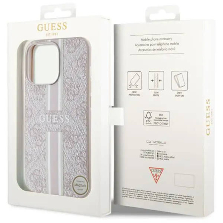 Guess GUHMP13LP4RPSP iPhone 13 Pro / 13 6,1&quot; rosa/rosa Hartschale 4G bedruckte Streifen MagSafe