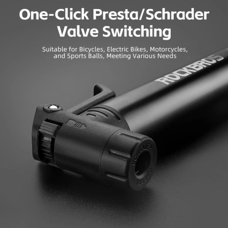 Pompka rowerowa Rockbros 42320010001 ręczna + wkrętak - czarna