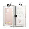 Original Handyhülle IPHONE 13 PRO MAX Guess Hard Case Silicone Logo Plate MagSafe (GUHMP13XSPLP) rosa