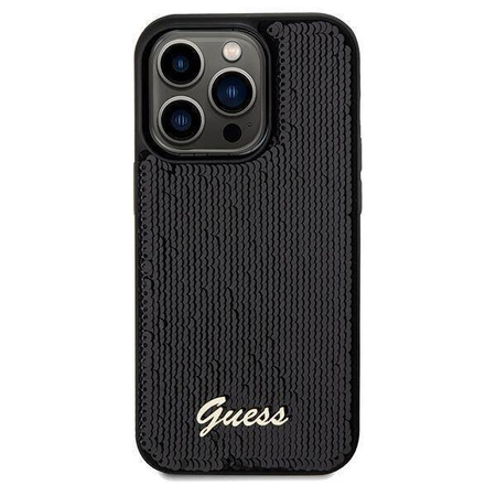 Guess nakładka do iPhone 14 Pro 6,1&quot; GUHCP14LPSFDGSK HC SEQUIN SCRIPT METAL czarna