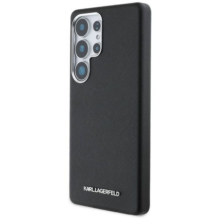 Original Case SAMSUNG GALAXY S25 ULTRA Karl Lagerfeld Saffiano Full Wrapped Elongated Metal Logo MagSafe black