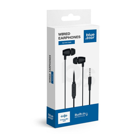 BLUE STAR słuchawki przewodowe Jack 3,5 mm z mikrofonem PA-E67 1,2 m czarne