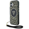 Original Handyhülle IPHONE 16 Guess HC IML Leopard Triangle Cord Strap braun