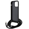 Original Case IPHONE 14 PRO MAX Karl Lagerfeld Hardcase Crossbody Saffiano Metal Pin Karl & Choupette (KLHCP14XSAKCPSK) black