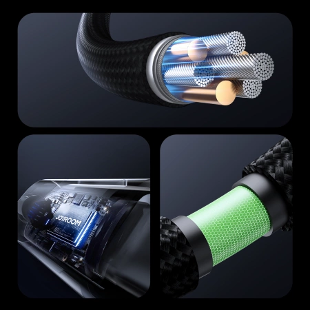 Joyroom S-A16 Pro Prism Series 100W USB-C-Kabel – USB-C mit Digitalanzeige 1,2 m – Schwarz